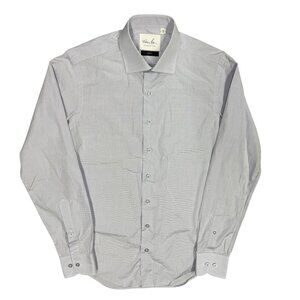 Harry Rosen Signature Dress Shirt Slim Fit Textured Blue Cotton 15 Small